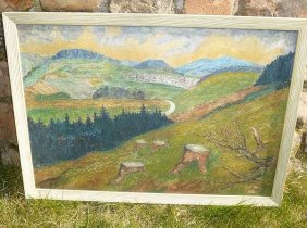 Gemälde Blick vom kalten Muff (Erzgebirge) W Haubold 1976