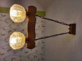 Vintage Lampe mit 2 Glas Lampenschirmen, E27