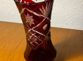 Überfangglas Vase Kameoglas Bleikristall
