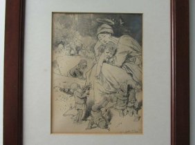 Grafik „Mutter mit Kind“ antik 19.Jahrhundert von Carl Gehrts (1853-1898)