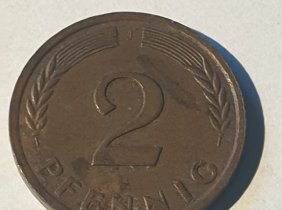 2 Pfennig BRD Münze 1962 J, nicht magnetisch, Kupfer, Sammlerstück