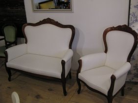 Elegantes Sofa und Sessel (Stil Chippendale)