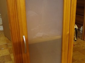 Regal Wandschrank Holz Glas Badezimmer Wohnzimmer